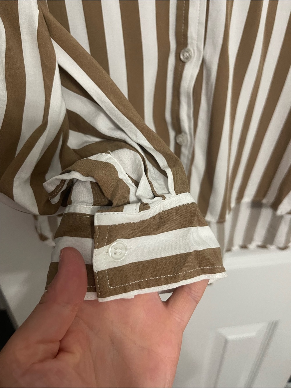 Velvet Heart Brown and White Striped Button-Down Shirt - Picture 5 of 10